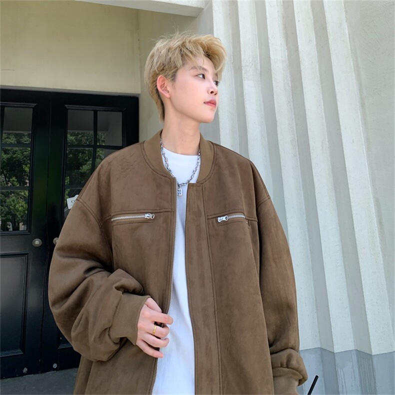 电商DSA028-JK2405100聚酯特P75麂皮绒飞行服夹克男128,男装夹克,电商A028
