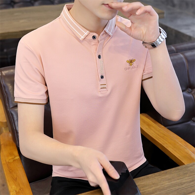 72380-P35夏季短袖t恤男士韩版潮流修身半袖体恤polo衫潮牌衬衫领图片