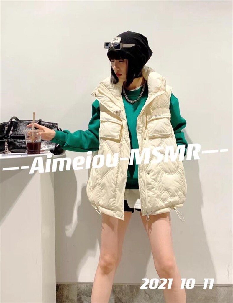 爱美欧现货小熊贴标羽绒马甲，女装马甲，爱美欧