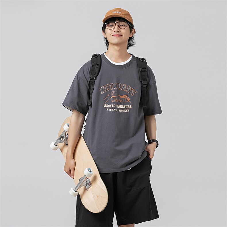 外27-2GANYOU日系240g跑量款基础印花T恤TX61-P38，男装T恤，新杭派外27-2