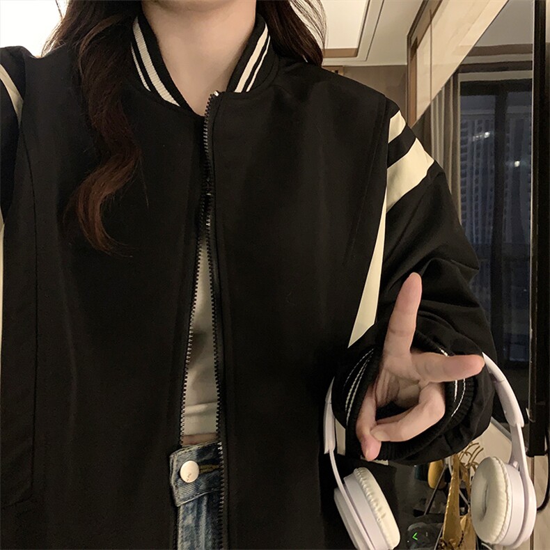 外套女2025春秋高级感棒球服美式复古oversize小众上衣C701-85,女装短外套,星座911-2(原星座613-2）