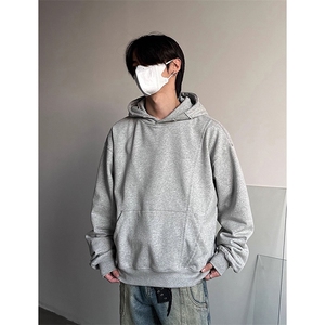 抖音得物高品质二开美式高街重磅结构辑明线纹理连帽卫衣外套W109图片