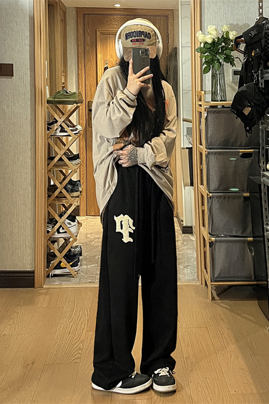 2026秋季麂皮绒字母毛巾绣高街休闲裤XZ604-KP82-P55控68,男装休闲裤,星座604