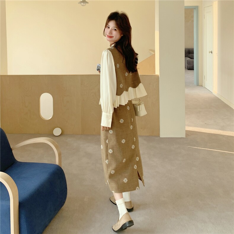 春季刺绣连衣裙两件套拼接上衣+半裙-C111-2601-P175-K288,女装套装/套裙,2C111