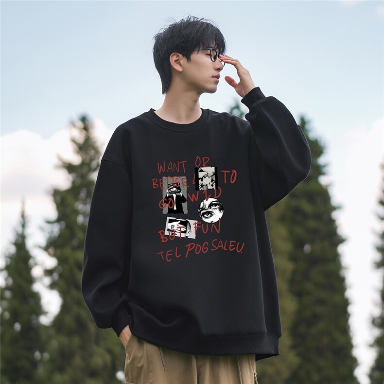 24新款山系个性时尚印花圆领长袖卫衣A247-FW01 P30控48图片