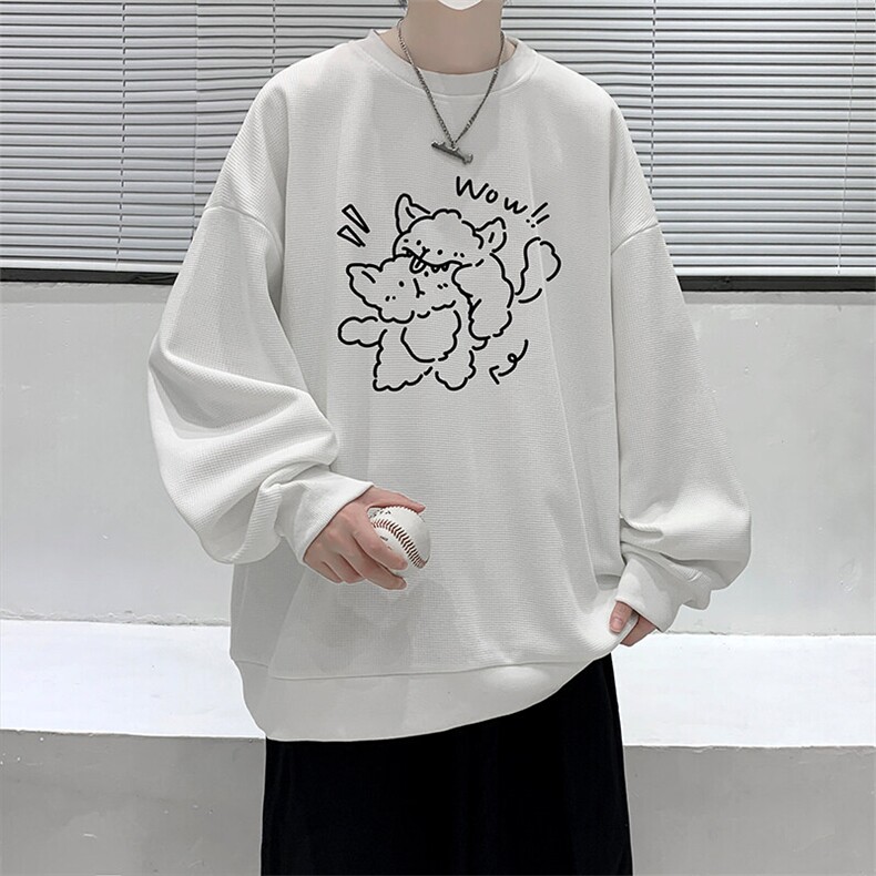 5XL华夫格卫衣男大码胖子圆领长袖t恤HW76427-P30,男装T恤,电商A040