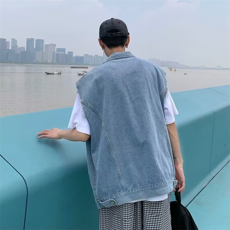 牛仔马甲男士春季潮牌潮流痞帅无袖外套宽松坎肩背心MJ122-P50,男装背心/马甲,星座1103-3