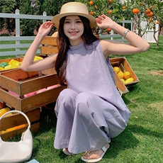 夏装新款韩系减龄时尚无袖上衣＋阔腿裤套装2C135-8809P145K218，女装套装/套裙，2C135