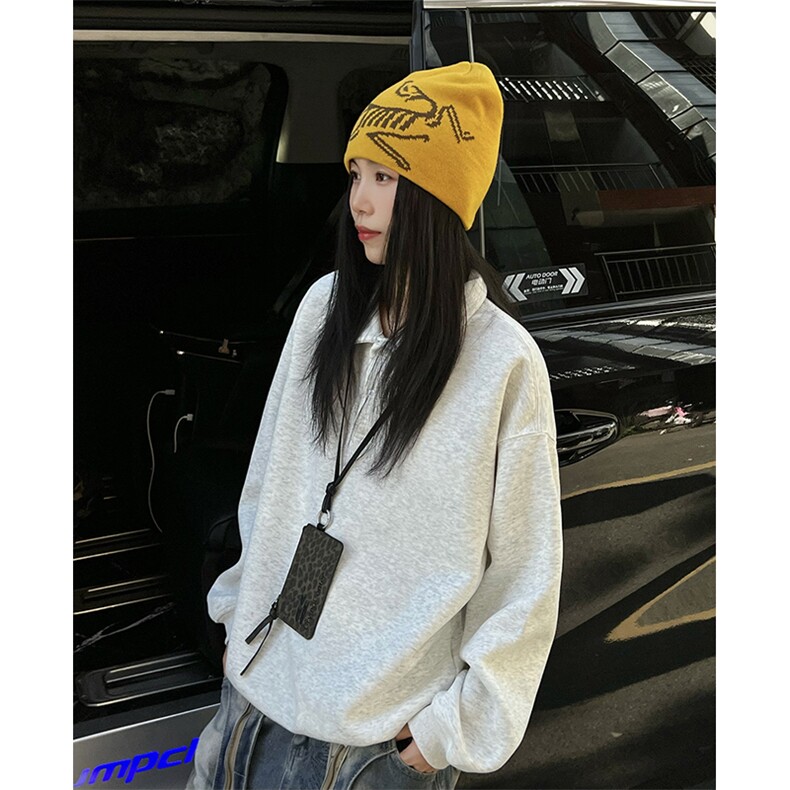 抖音得物高品质二开25秋冬美式高街结构设计POLO翻领卫衣外套W77,男装卫衣,电商A486-1