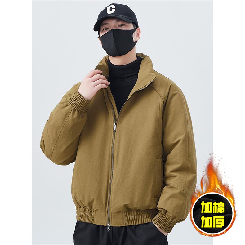 现货美式高街休闲棉衣夹克三防立领纯色户外工装加厚棉服外套图片