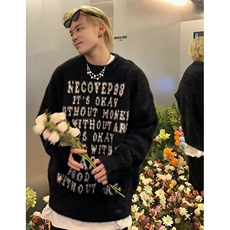 潮貂毛字母毛衣印花毛衣女秋冬季街头ins宽松针织衫上衣M2343，男装针织衫/毛衣，星座1116A（原606A-3）