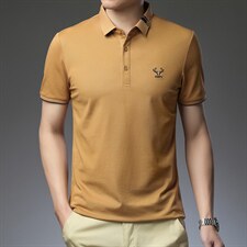 2022纯棉短袖t恤男士夏季冰丝薄款半袖体恤商务纯色翻领polo衫P53，男装T恤，钱塘6003A(原)4033A