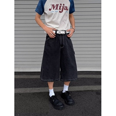 七分牛仔裤男女韩版潮阔腿夏新款2025宽松ins休闲短裤RK2705-P45，男装牛仔裤，星座412-2