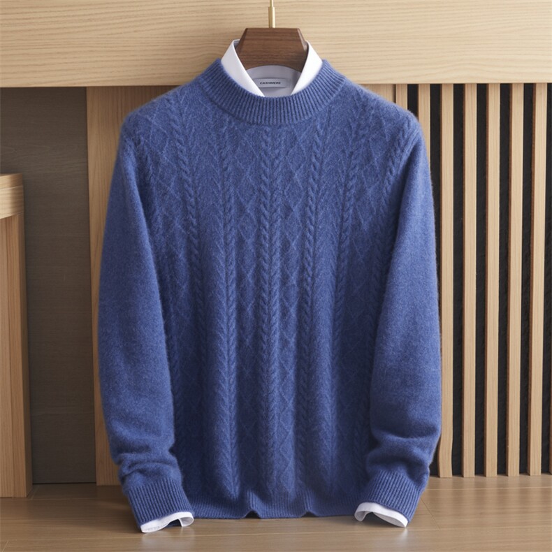 2024年秋季圆领长袖时尚都市简约百搭针织衫羊绒，男装羊绒套衫，绒誉暖羊绒