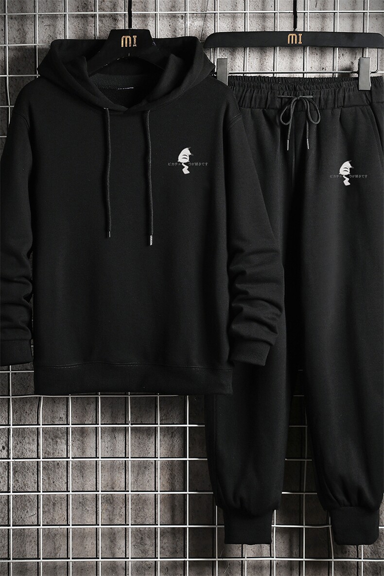TL8036-P80连帽卫衣套装男运动套装两件套长袖运动服网格挂拍,男装休闲套装,电商A040A