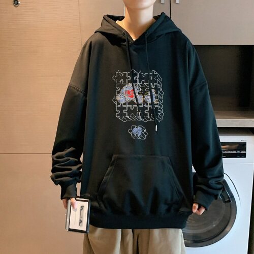 秋冬连帽套头卫衣男港风中性风大码宽松纯色厚1016-1WYM045P33,男装卫衣,星座1016-1（原电商B408-1）