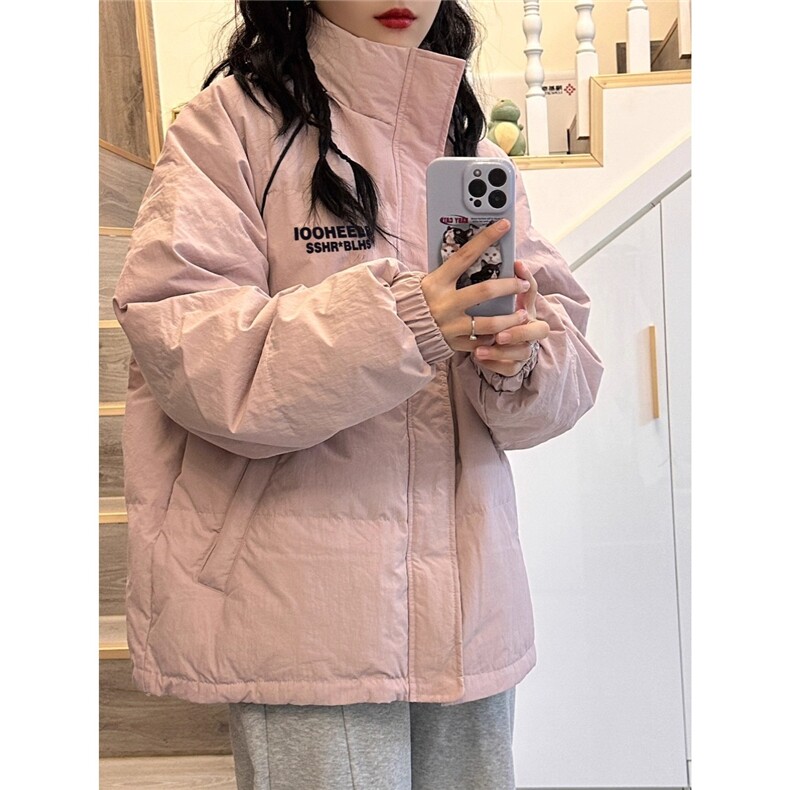 奶fufu冬季字母印花立领面包服棉衣外套女宽松加厚学院风情侣棉服,女装棉衣/棉服,星座1210-1