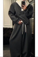 春季新款假两件连帽上衣弯刀裤套装男W369-P108K369-P78(网图），男装休闲套装，电商B267