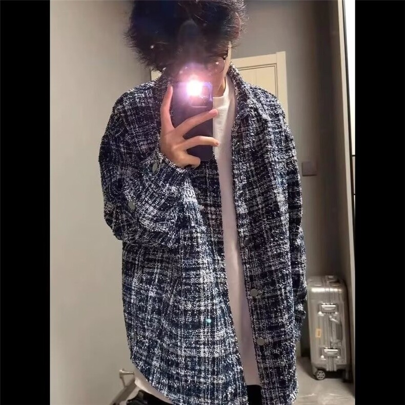 【有货】DWT80-P60粗花呢小香风衬衫男高级感秋季潮牌千鸟格外套,男装夹克,星座603-2