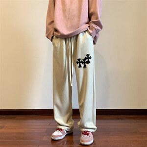 秋季麂皮绒十字架皮刺绣休闲裤地板景M~5XL XZ604-KP85-P55控68图片