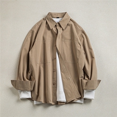 B413-1-DX6178春秋双口袋日系纯色长袖衬衫男宽松休闲港风衬衣外，男装衬衫，电商B413-1