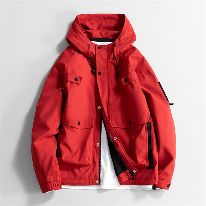 新款硬汉风户外夹克男连帽纯色上衣冲锋衣外套DSA157B-J2527-P65,男装夹克,电商A157B