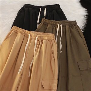 日系复古阔腿工装裤男潮牌街头宽松直筒多口袋百搭休闲裤K7018P33图片