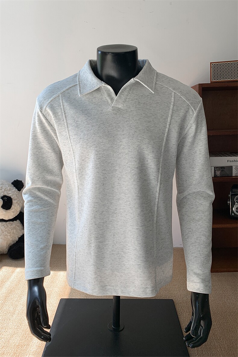 正肩polo衫男士美式高街cleanfit潮拼接v领修身显瘦翻领运动卫衣,男装Polo衫,电商A233-1