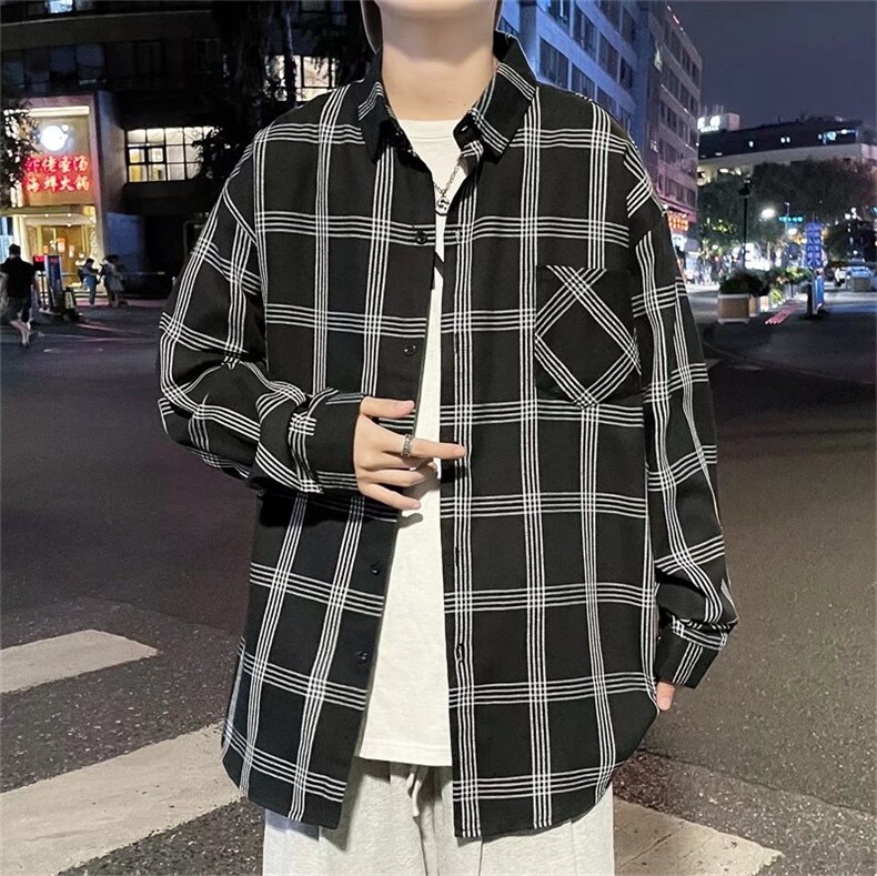 长袖格子衬衫男港风潮流CG034P30,男装衬衫,星座1116-2