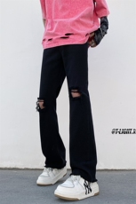 B221美式ins高街暗黑小众毛边破洞牛仔裤LK23067-P60控78，男装牛仔裤，电商B221