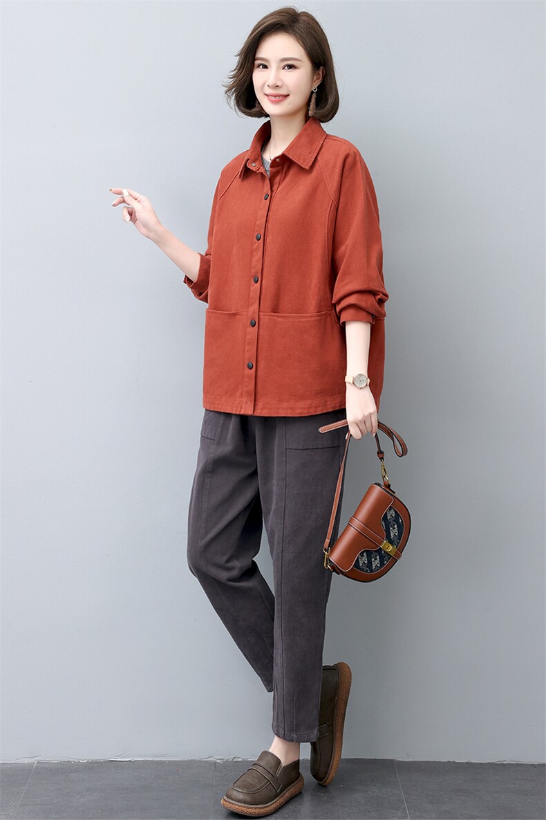 春季短外套女2026年新款韩版宽松纯色休闲长袖春秋棉质妈妈服薄款,女装短外套,悦见她