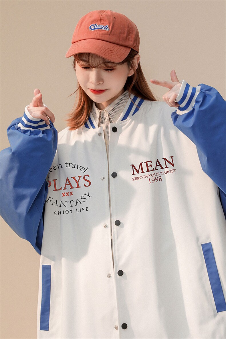 中性风2023秋季新款港风oversize情侣棒球服夹克G8021p65控88,男装夹克,A247A