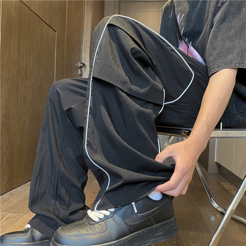INS夏季新款潮流薄款褶皱宽松休闲冰丝裤B315-K24206-特p40控78,男装休闲裤,电商B315