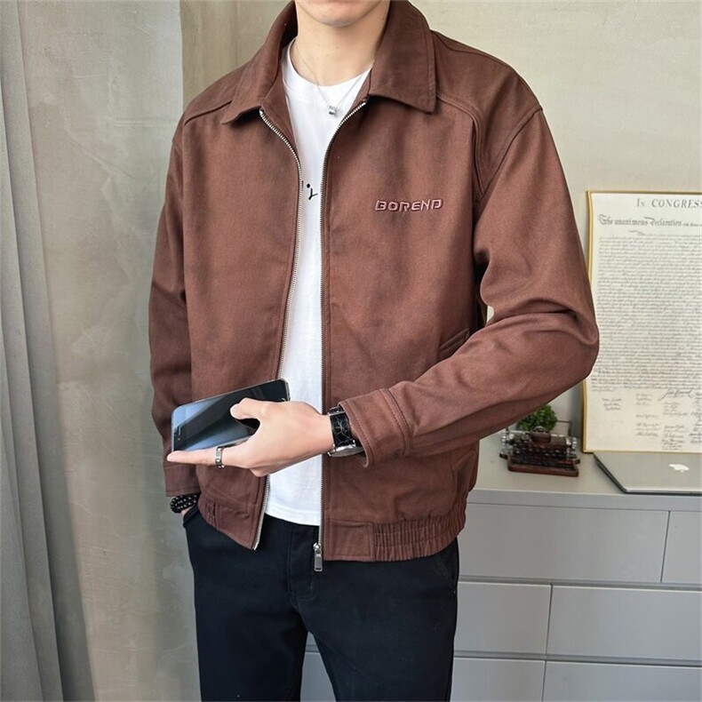 2025春季店主风简约宽松男士翻领夹克时尚百搭休闲外套2507-P130,男装夹克,电商A413