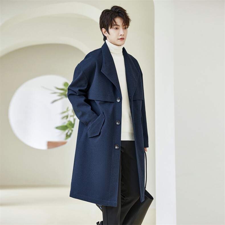 得物/精品大货风衣男中长款斜纹毛呢大衣男F922批125品牌风C,男装风衣,星座401