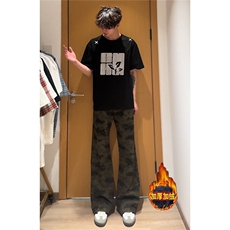 美式复古迷彩牛仔裤男直筒显工装裤513CK1607常规P37加绒P45，男装牛仔裤，星座513A