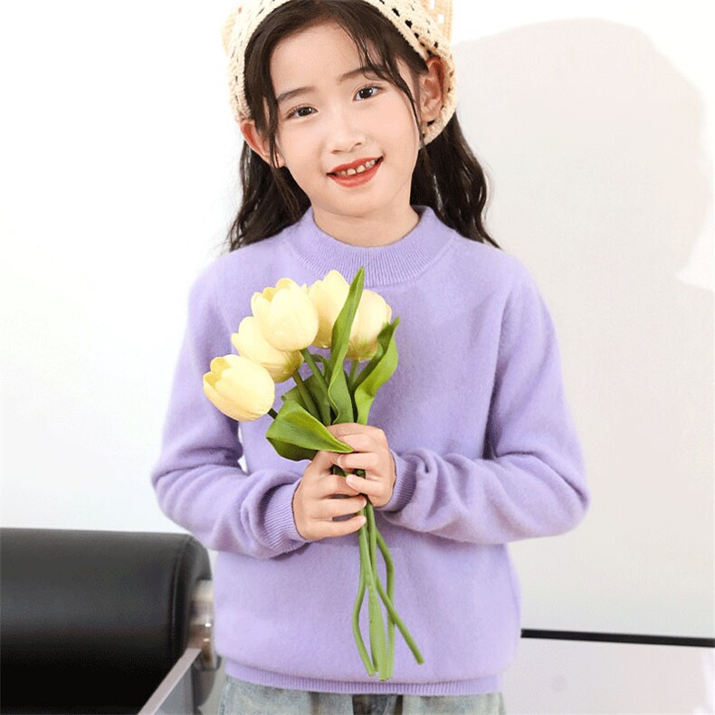 秋冬新款儿童羊毛衫男女童保暖半高领针织衫舒适柔软长袖毛衣,童装儿童羊毛衫,群鹿羊绒