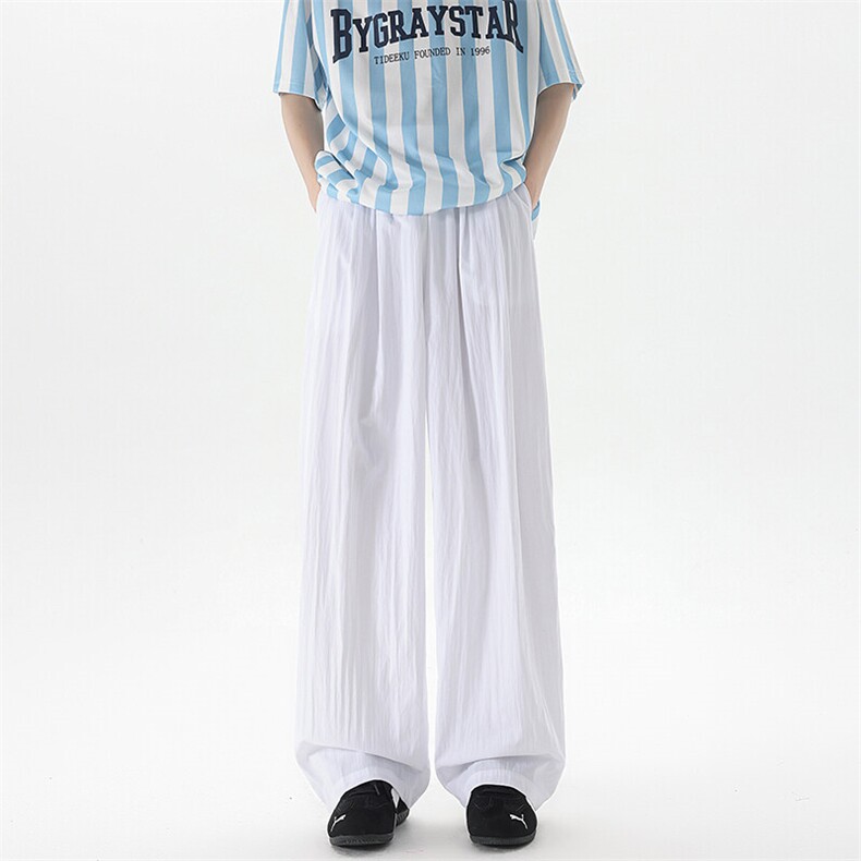 8XL-M多巴胺冰丝垂感慵懒山本裤男夏拖地裤子阔腿休闲裤KZ051P30,男装休闲裤,电商B312