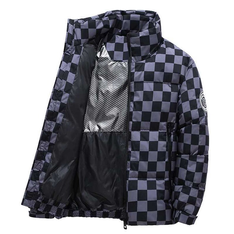 （带报告）90%白鸭绒羽绒服立领棋盘格子加厚外套DB06-P210,男装羽绒服,星座1210A