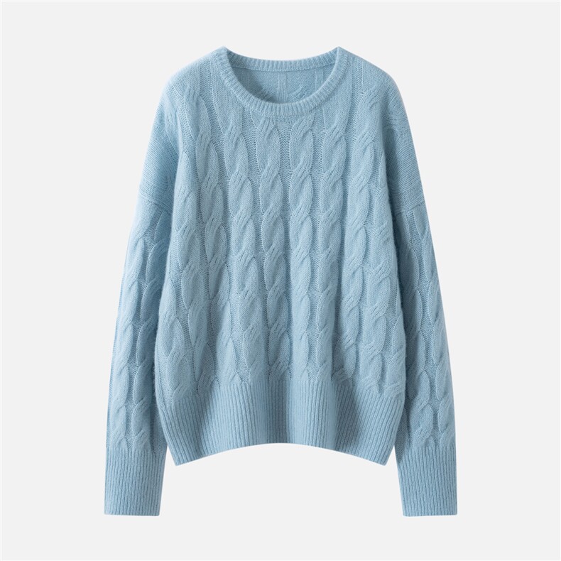 康宝莱纱线~75%山羊绒25%桑蚕丝！复古加厚针织衫宽松慵懒风毛衣，女装羊绒衫，启东羊绒