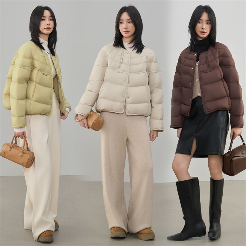 现货2025年冬季新款90白鸭绒休闲风简约时尚羽绒服女外套图片