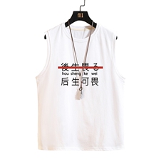 BX25028-P20港风运动汗背心男大码汗衫男无袖T恤男砖墙挂拍，男装T恤，电商A040A