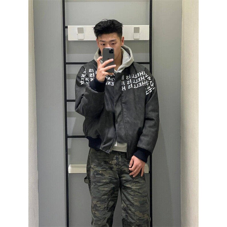 美式高街立领夹克外套男女春季hiphop潮牌字母印花上衣S6877-p75,男装夹克,星座1008