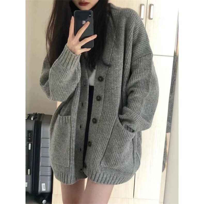 美式复古撞色圆领仿貂绒毛衣男女慵懒风宽松休闲针织衫上衣外套,男装针织衫/毛衣,星座506A