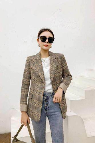 春季新款时尚韩版修身西装外套，女装西装，青羽鹤