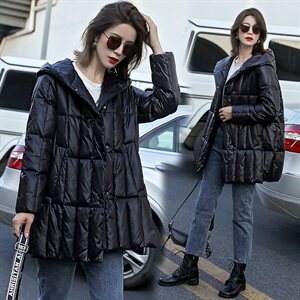 2020冬季新款优雅时尚中长款羽绒服气质显瘦连帽羽绒外套,女装羽绒服,深水步