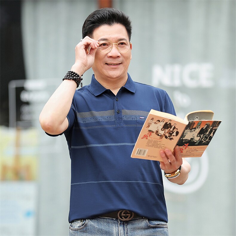 夏季男士短袖T恤商务翻领polo衫男上衣服休闲半袖体恤带领上衣图片