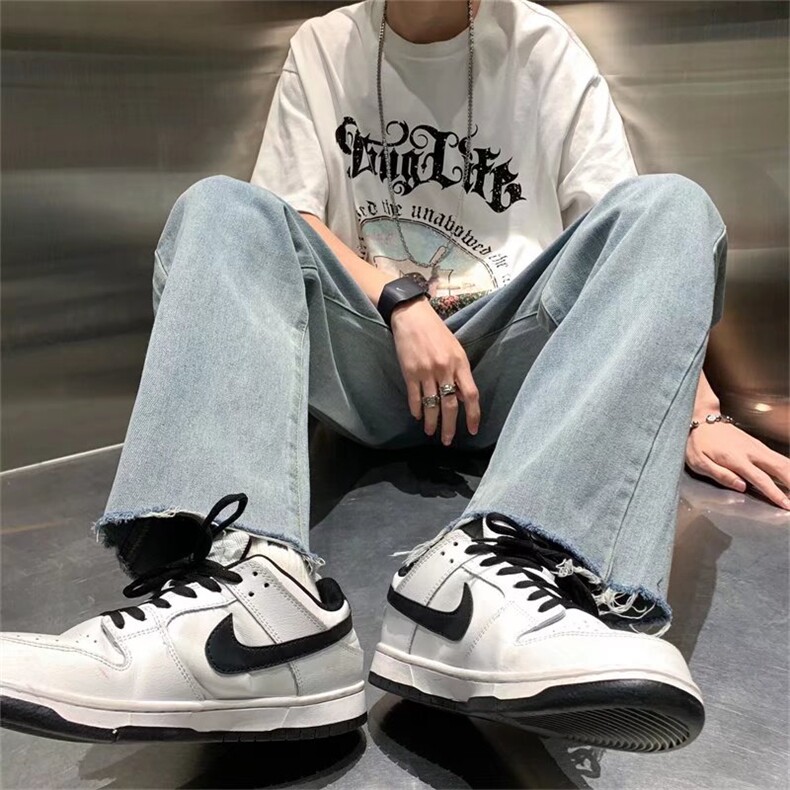 夏季潮牌宽松直筒牛仔裤男ins高街痞帅百搭休闲九分裤K3582-P38,男装牛仔裤,星座512-3