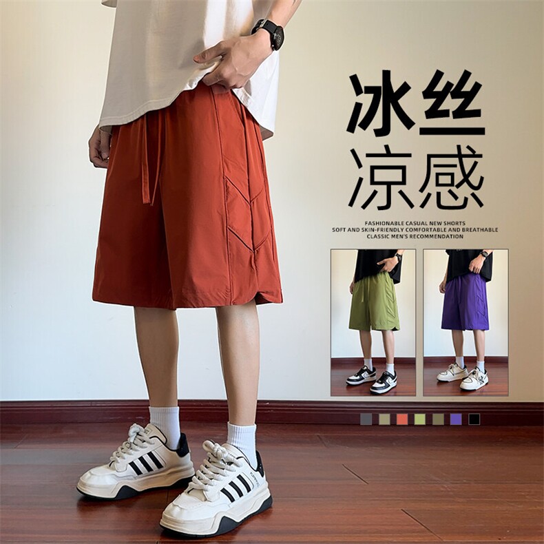 抖音品质冰丝短裤男款夏季2025新款潮牌裤A146-GY253特p30量大优,男装牛仔裤,HDA146