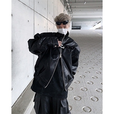 现货！24秋冬男士设计铁环肌理感酷帅pu皮衣夹克外套MJ1033-P138，男装夹克，电商B288